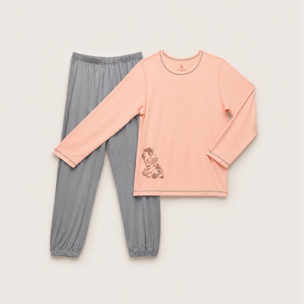 Kids Long Sleeve Sleep Wear Set (Coral)