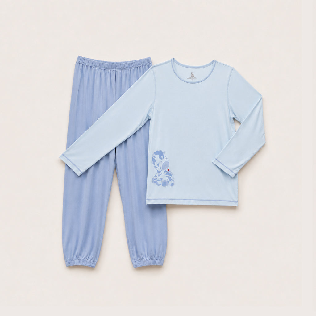 Kids Long Sleeve Sleep Wear Set (Blue)