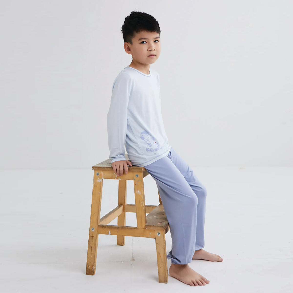 Kids Long Sleeve Sleep Wear Set (Blue)