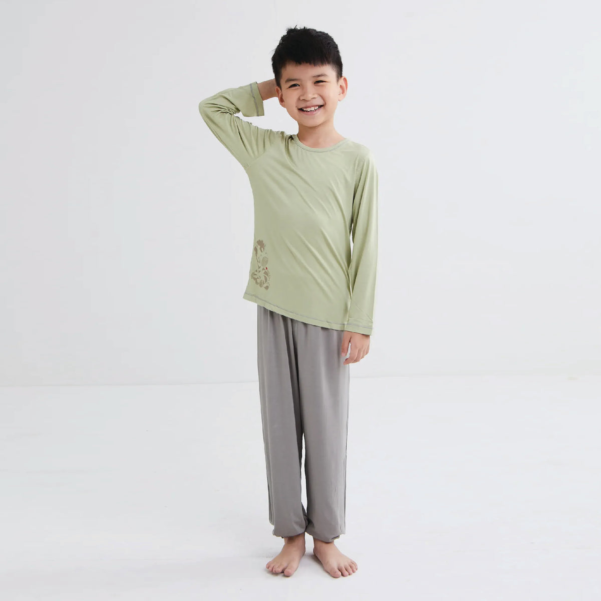 Kids Long Sleeve Sleep Wear Set (Olive)