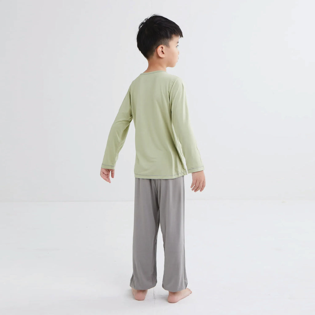 Kids Long Sleeve Sleep Wear Set (Olive)